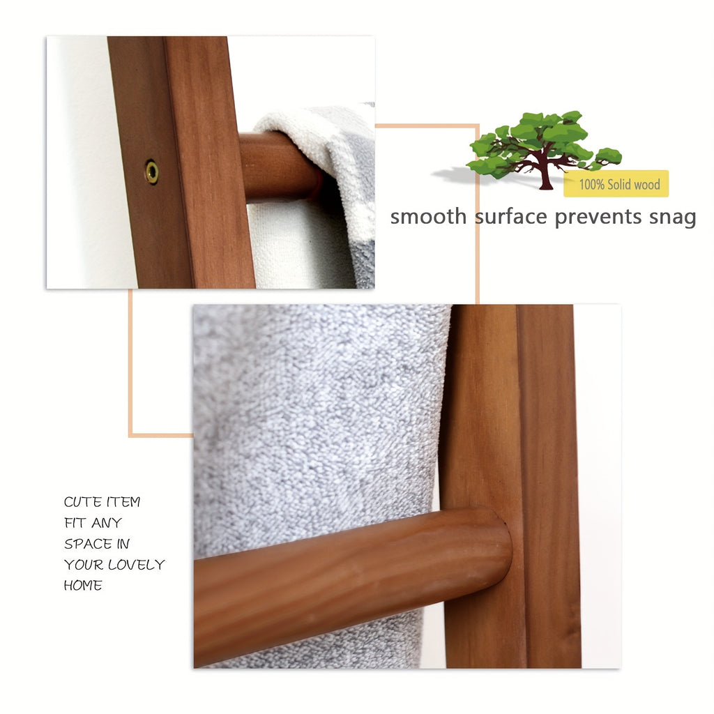 6ft Wooden Natural Blanket Ladder Living Room Decorative Wall Leaning Farmhouse Quilt Display Holder Rustic Wood Towel Rack for Bathroom