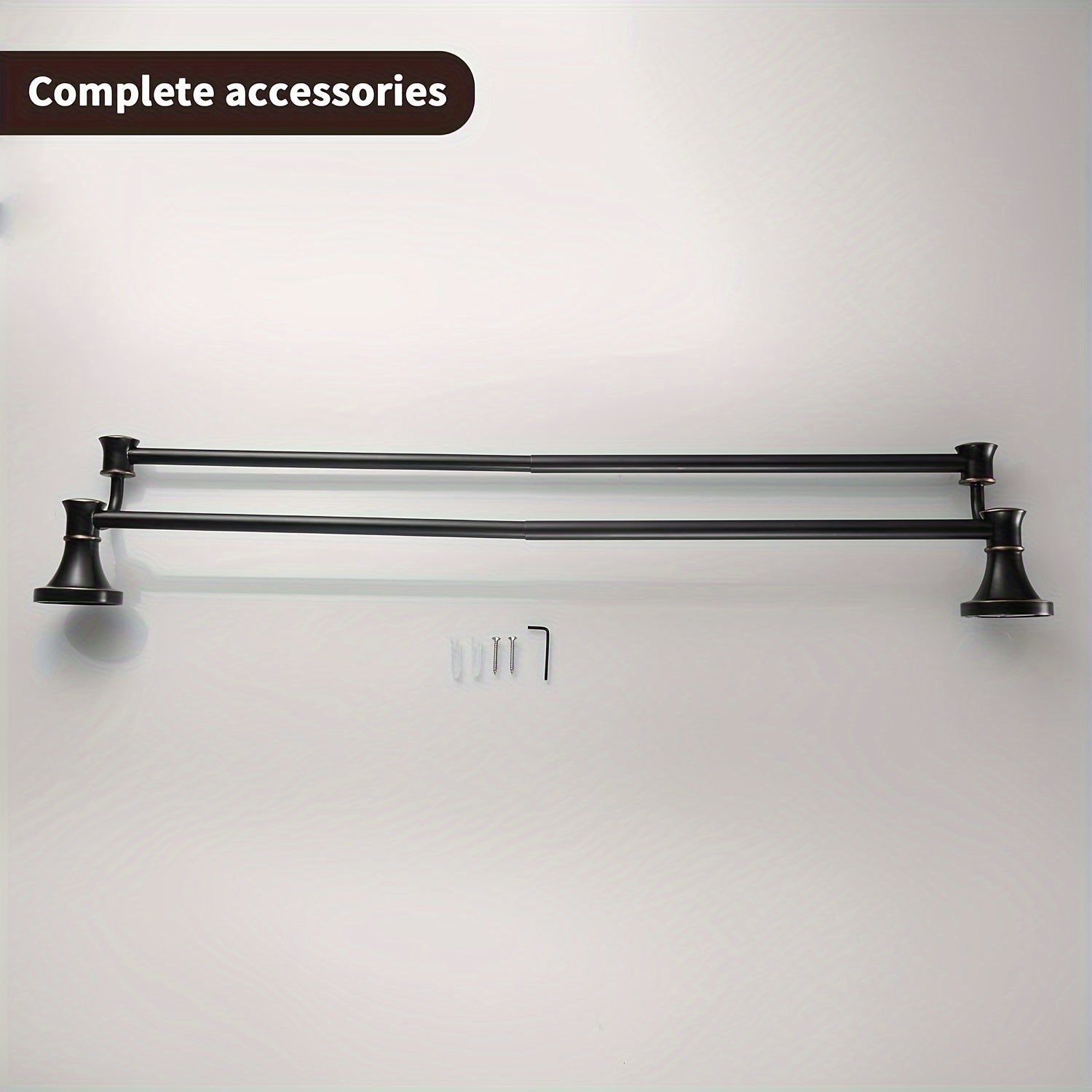 Antique Brass Double Towel Bar, Adjustable 14.96 To 26.57 Inch Towel Rack Oil Impregnated Farmhouse Towel Rack Rustic Towel Rack Bathroom Wall Mounted