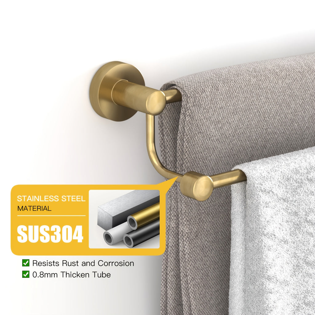 BESy Adjustable 16-26 Inches Double Bath Towel Bar for Bathroom SUS304 Stainless Steel Towel Holder, Hotel Style Wall Mount with Screws Hand Towel Bar Towel Rack Rod Hanger