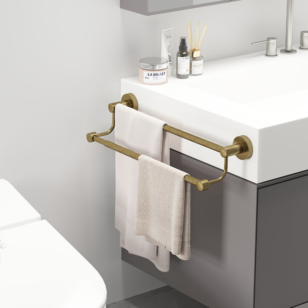 BESy Adjustable 16-26 Inches Double Bath Towel Bar for Bathroom SUS304 Stainless Steel Towel Holder, Hotel Style Wall Mount with Screws Hand Towel Bar Towel Rack Rod Hanger
