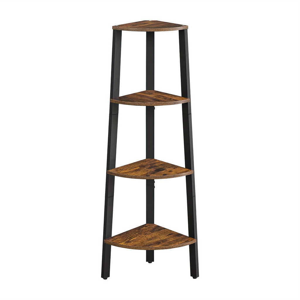4-Tier Rustic Brown Bathroom Storage Organizer with Industrial Metal Frame, Water  Bath Caddy for Towels, Toiletries & Cosmetics