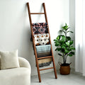 6ft Wooden Natural Blanket Ladder Living Room Decorative Wall Leaning Farmhouse Quilt Display Holder Rustic Wood Towel Rack for Bathroom