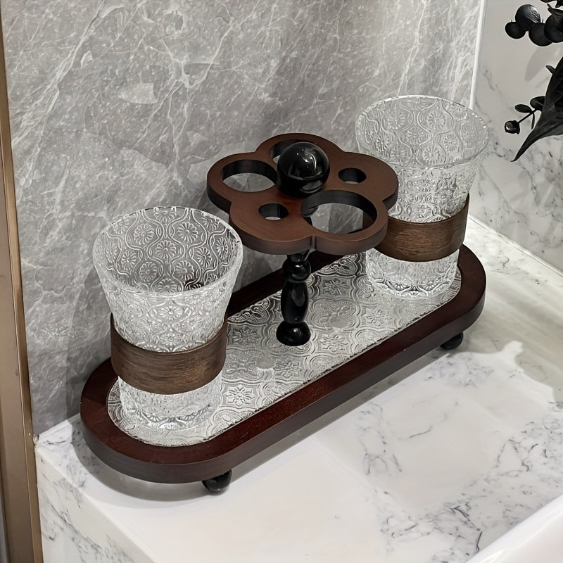 Classic Toothbrush And Toothpaste Holder Collection, Nostalgic Mouthwash Cup And Bathroom Organizer, Compact Wash Basin Rack for Bathroom Countertops