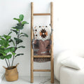 57in Wood Blanket Ladder Living Room Decorative Wall Leaning Farmhouse Quilt Display Holder Rustic Wooden Towel Rack for Bathroom