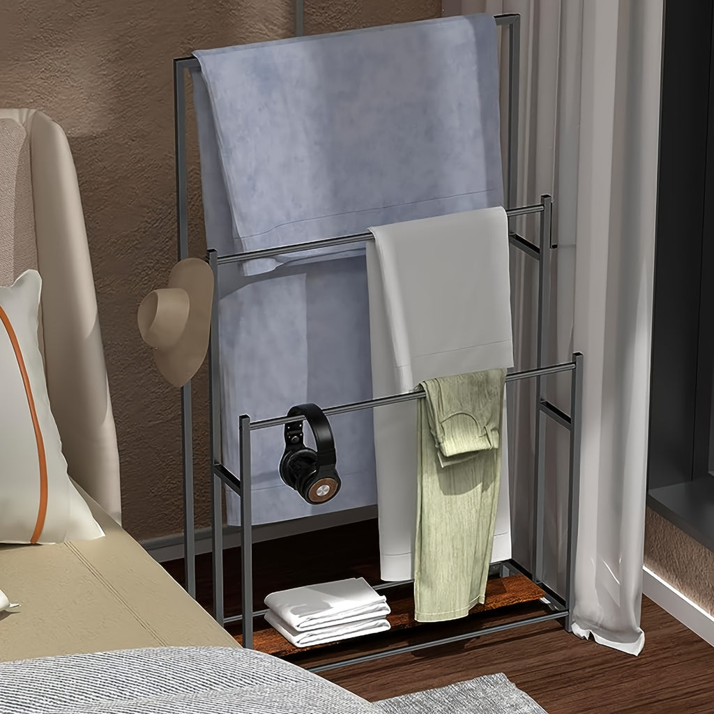 47.2 Inch Tall Free Standing Towel Racks 3 Tier Pool Towel Rack Outdoor Oversized Floor Bath Towel Drying Valet Holder Blanket Quilt Rack Stand For Bathroom Bedroom Beach Hot Tub Gym Pool Area Outside 2pcs