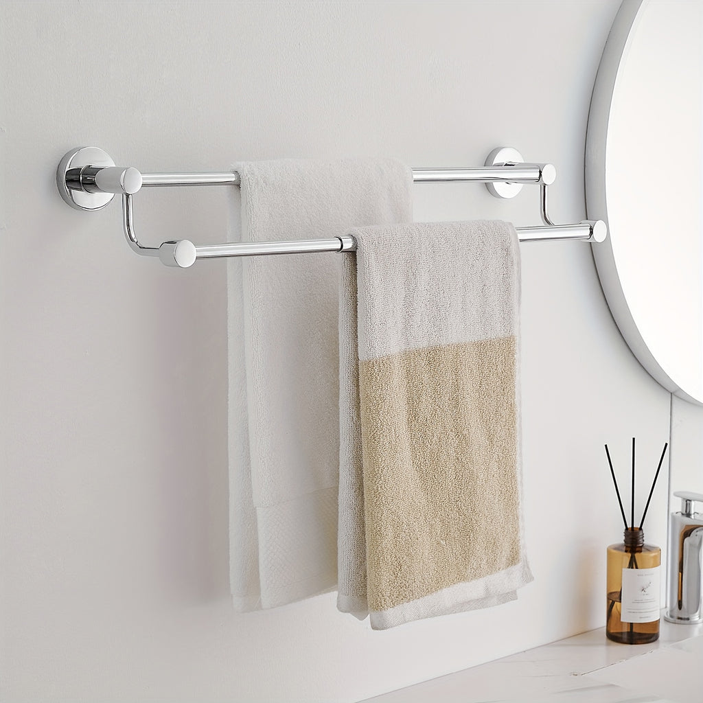 BESy Adjustable 16-26 Inches Double Bath Towel Bar for Bathroom SUS304 Stainless Steel Towel Holder, Hotel Style Wall Mount with Screws Hand Towel Bar Towel Rack Rod Hanger