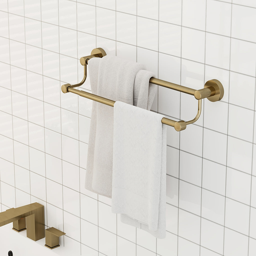 BESy Adjustable 16-26 Inches Double Bath Towel Bar for Bathroom SUS304 Stainless Steel Towel Holder, Hotel Style Wall Mount with Screws Hand Towel Bar Towel Rack Rod Hanger