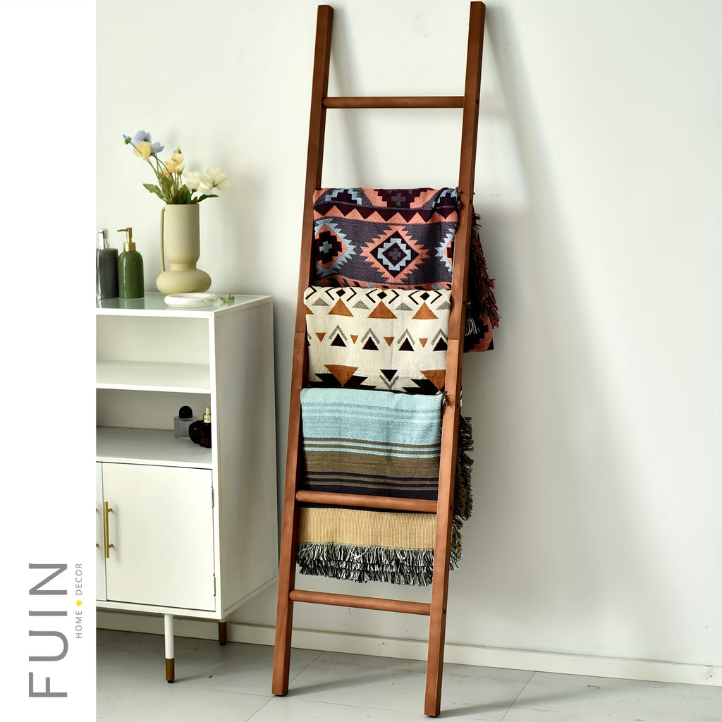 6ft Wooden Natural Blanket Ladder Living Room Decorative Wall Leaning Farmhouse Quilt Display Holder Rustic Wood Towel Rack for Bathroom