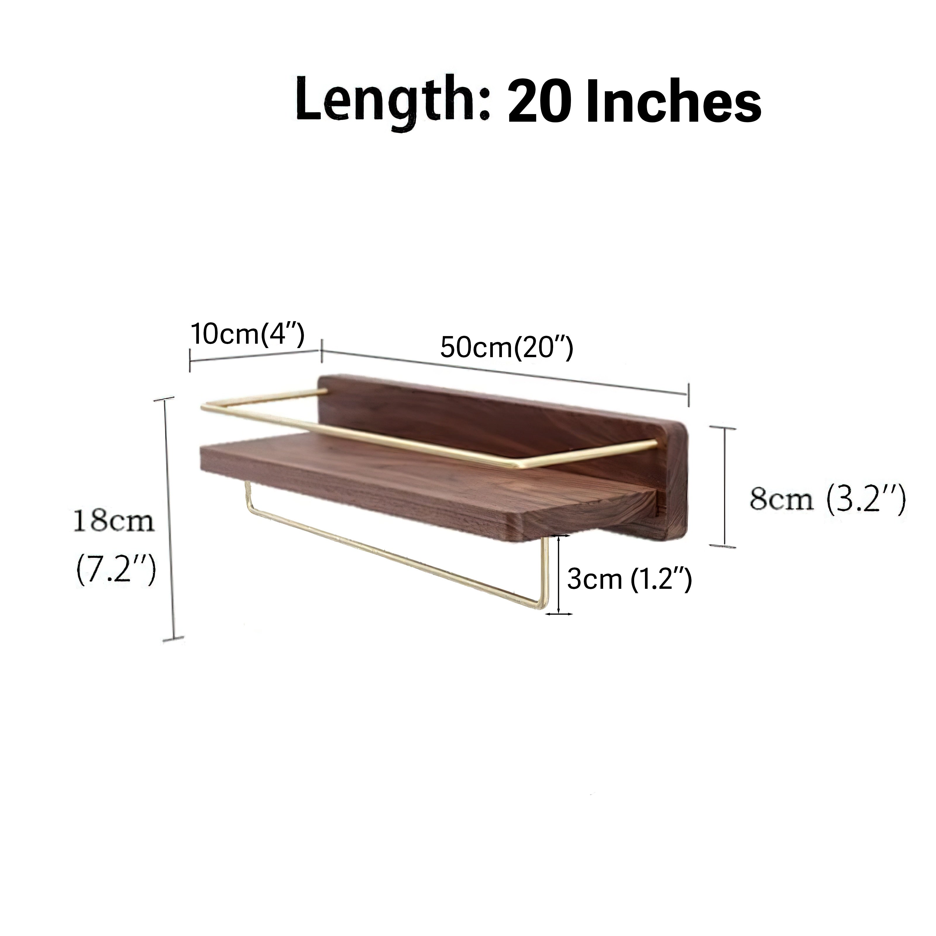 Modern Brass Towel Rack With Wooden Rack | Solid Wood Bathroom Rack, Wall Mounted, Shower Rack, Washbasin, Cosmetics Storage, Floating Rack, Mirror, Front Dressing Table, Organizing Rack